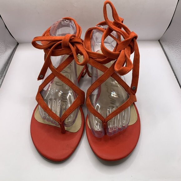 Sam Edelman Lace Up Sandals Size 10 lace ankle strap bow suede E10 - Picture 3 of 8